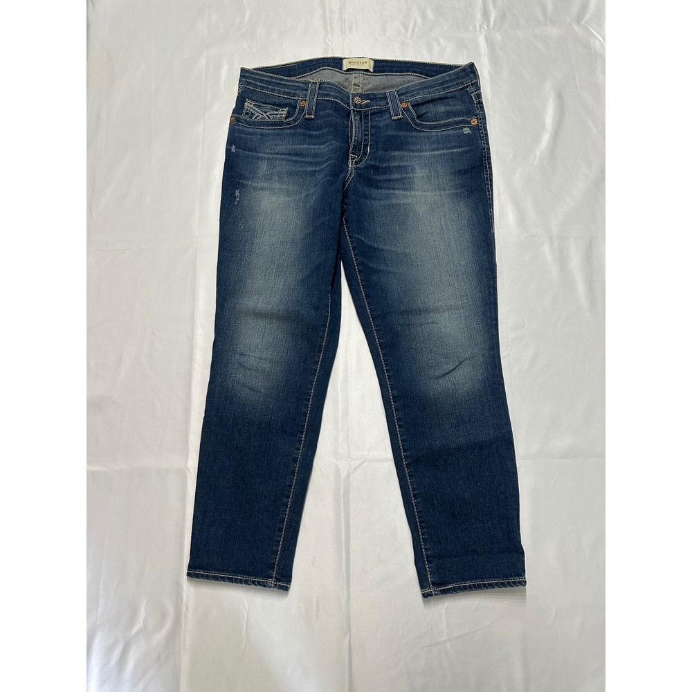 Big Star Remy Skinny Jeans Womens 32 Medium Wash Blue Denim Distressed Low‎ Rise